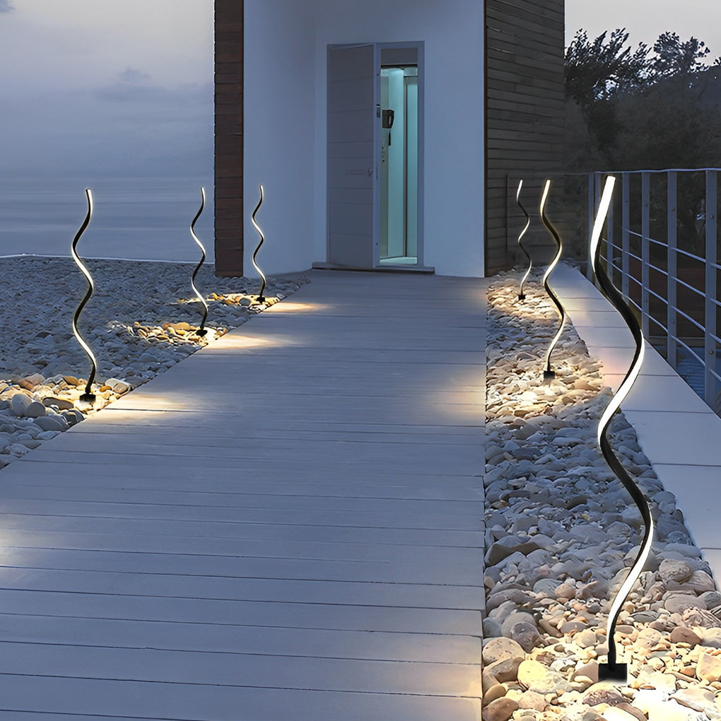 Creative Twisted Seaweed Shaped Waterproof LED Modern Solar Lawn Lights - Dazuma
