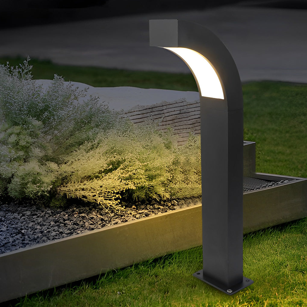 Curved LED Landscape Lighting Minimalist Black Outdoor Path Lighting