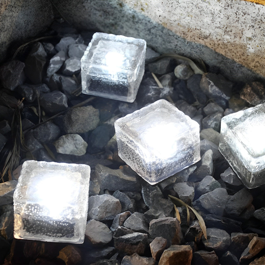 Square Creative Ice Brick LED Waterproof smart Solar Outdoor Lights