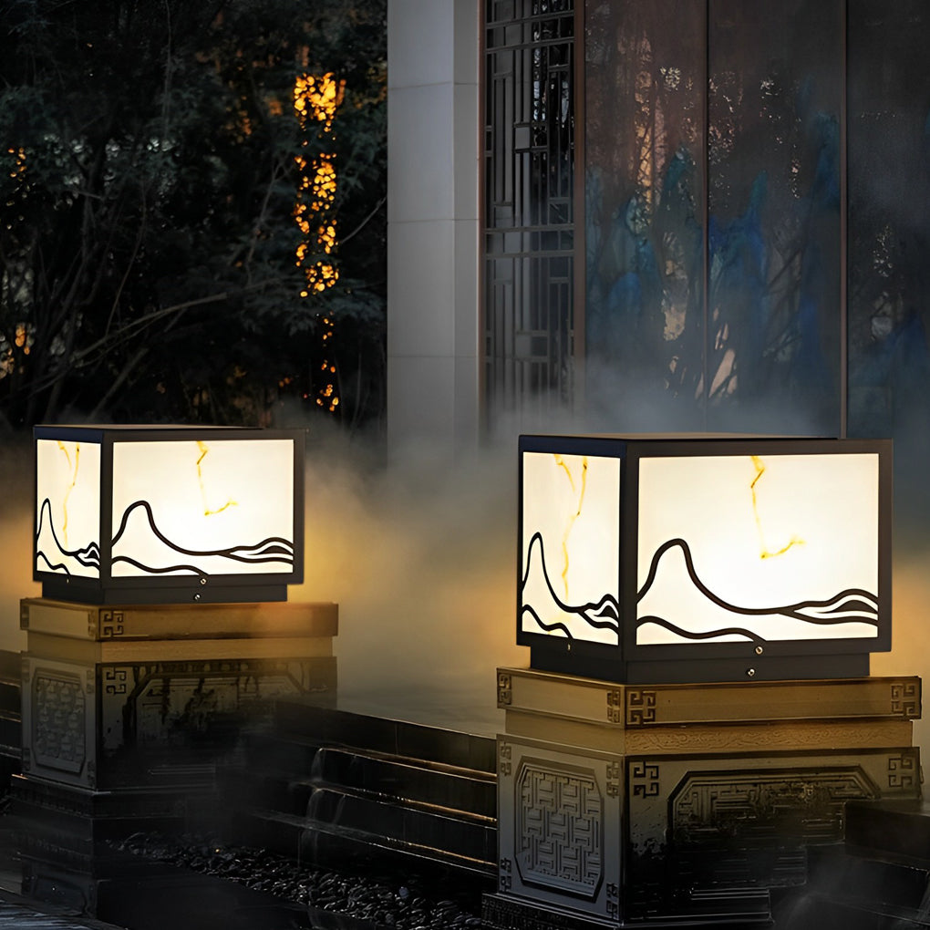 Waterproof LED Mountain Scenery Intelligent Solar Solar Post Caps Lights - Dazuma