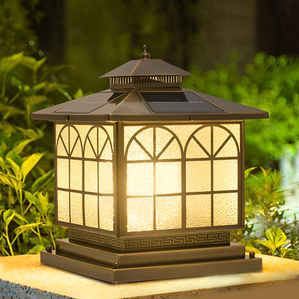 Classical Waterproof LED 3 Step Dimming Bronze Solar Post Caps Lights - Dazuma