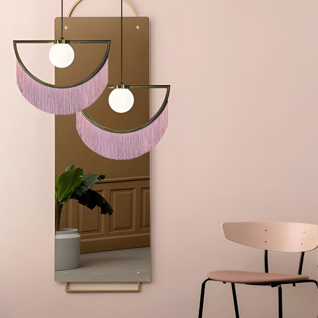 Pink Tassels Creative LED Nordic Chandelier Pendant Light Hanging Lamp - Dazuma