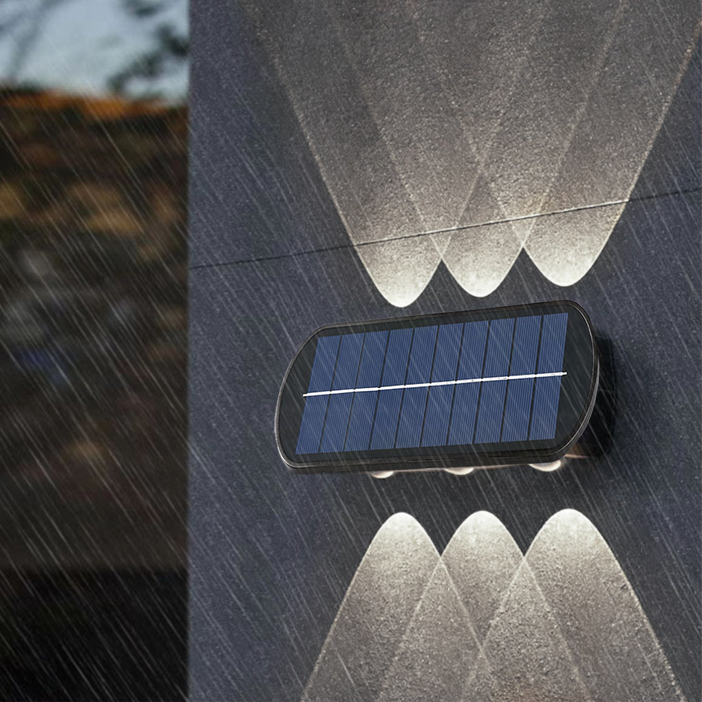 Rectangular Up and Down Lighting LED Waterproof Black Solar Wall Lamp