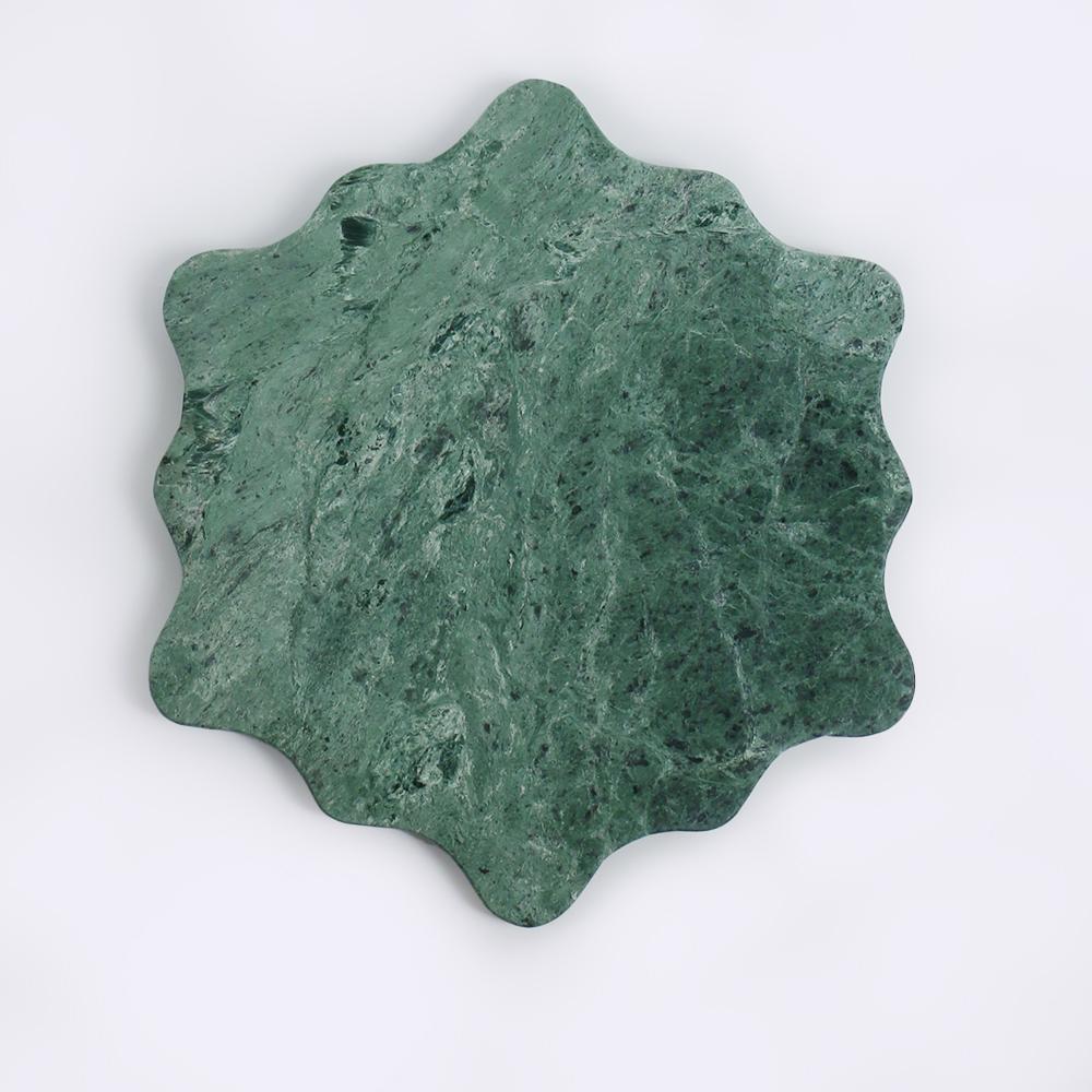 Petal Shape Marble Serving Board Green Fruit Veggie Crudites Platter