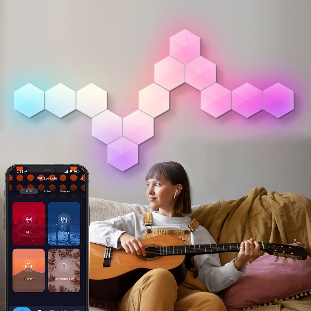 Hexagon Cellular Shaped RGBIC Intelligent Modern Wall Lamp Sconces Lighting - Dazuma