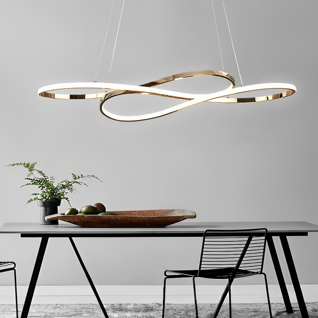 Wavy Double 8-shaped LED Stepless Dimming Nordic Chandelier Hanging Lamp