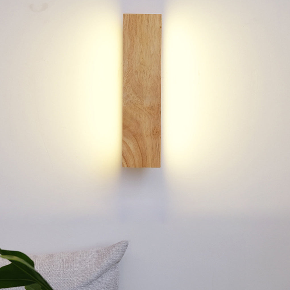Rotatable Minimalist Rectangular Wood Led Wall Lamp Wall Lights Fixture