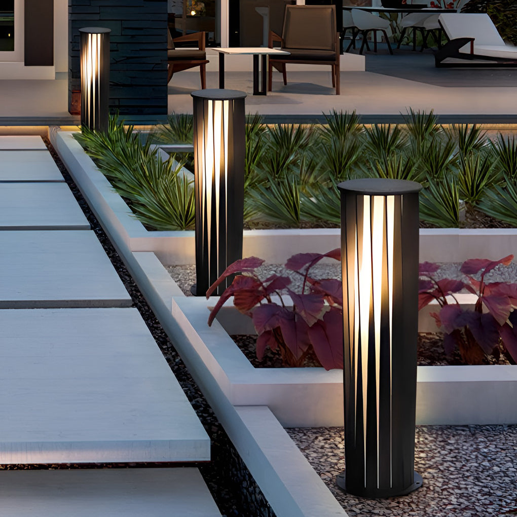 Geometric Black Cage Solar LED Pathway Lights