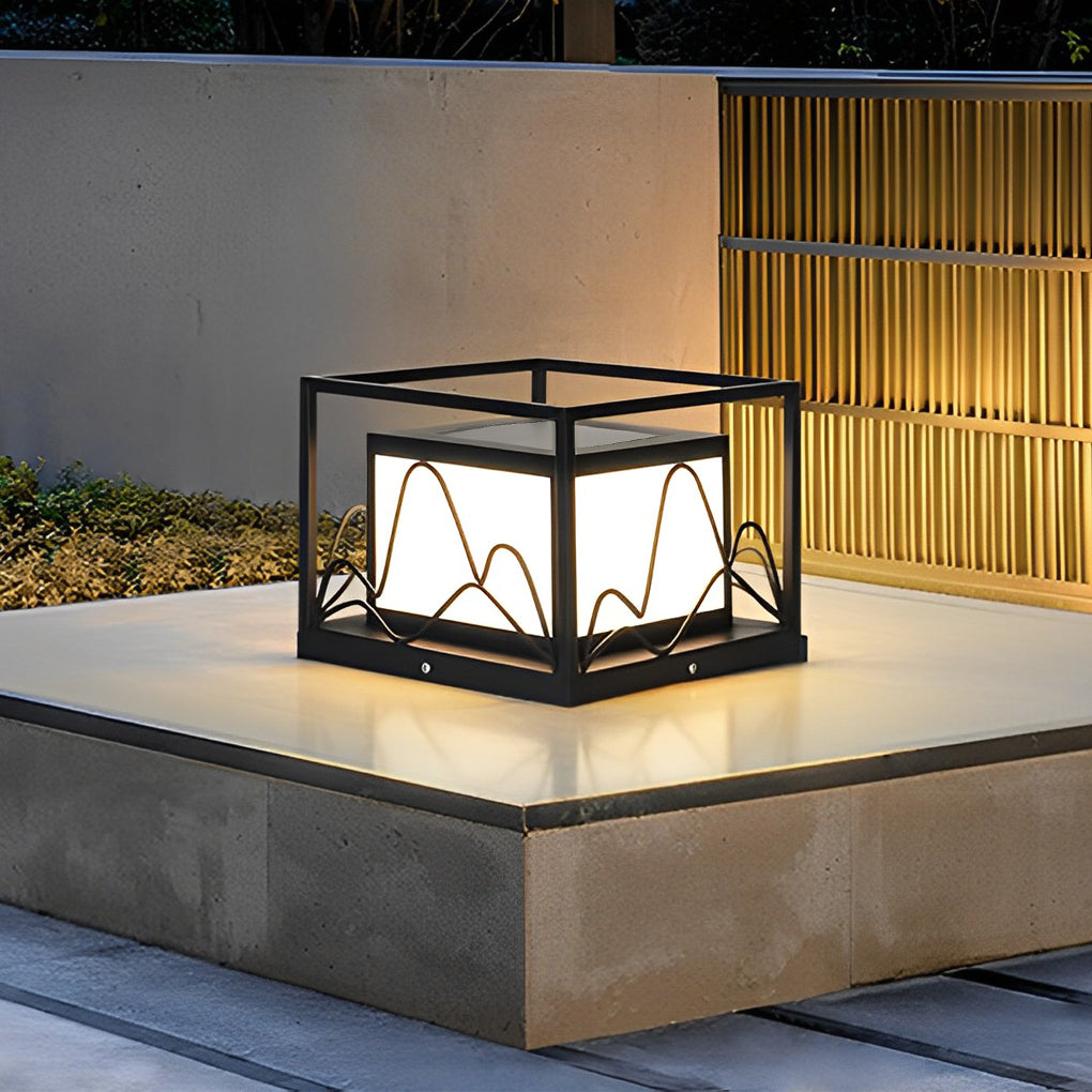 Square Waterproof Mountain Scenery Outdoor Solar Post Caps Lights - Dazuma