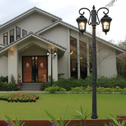 2 Lights Waterproof Black European Style Outdoor Pole Lights Public Lighting - Dazuma