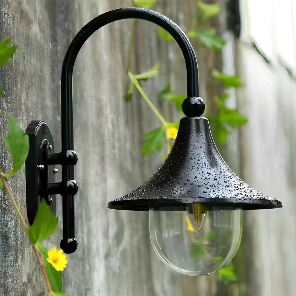 Creative Trumpet Shaped Waterproof LED Black Vintage Outdoor Wall Lamp