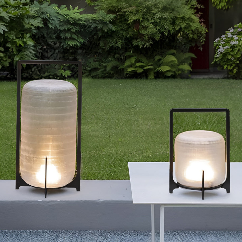 Portable Lantern Shaped Glass Waterproof LED Modern Outdoor Lights Floor  Lamp Solar Garden Lights Landscape Lighting for Lawn Balcony – Dazuma