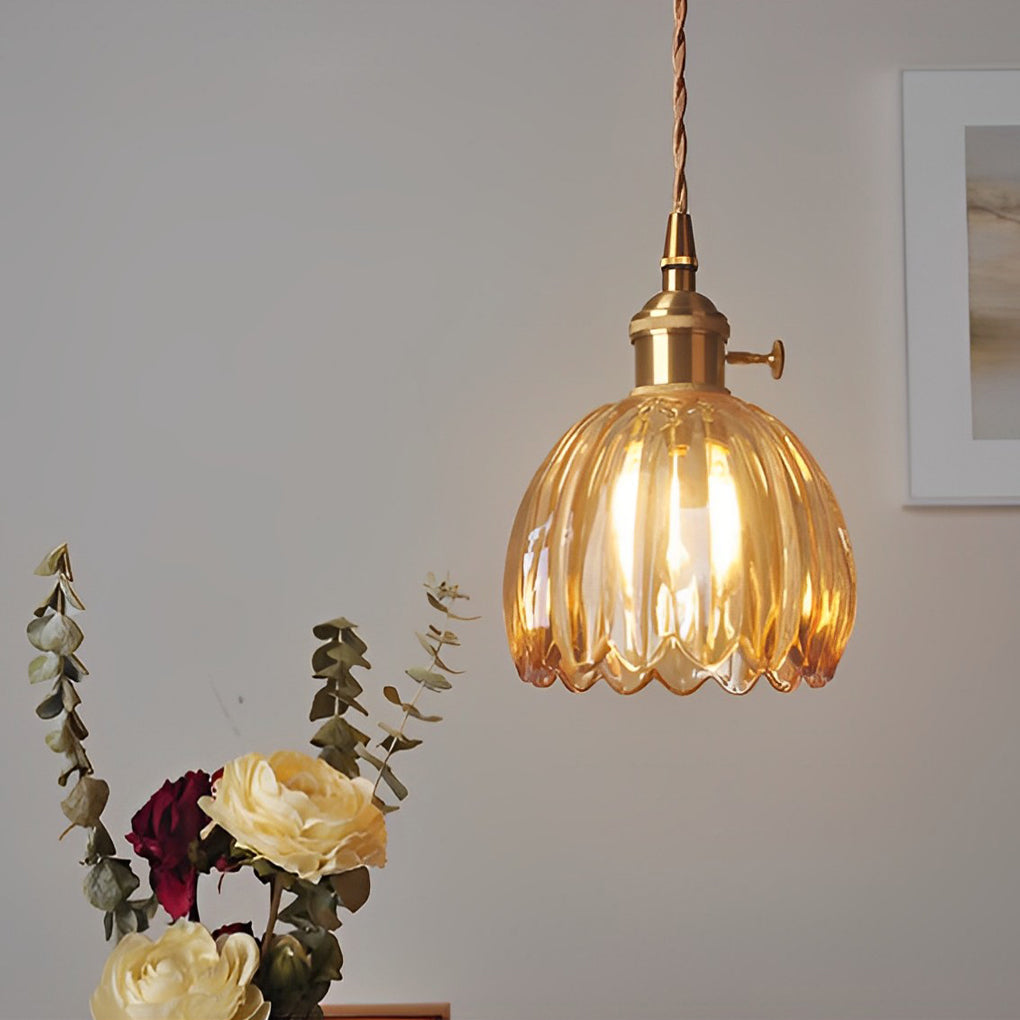 Flower Shape Glass Creative Artistic LED Nordic Hanging Ceiling Lamp - Dazuma