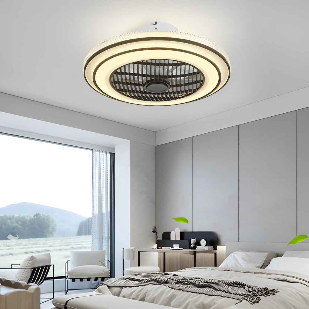 Intelligent Timing Mute LED Modern Bladeless Ceiling Fans with Light
