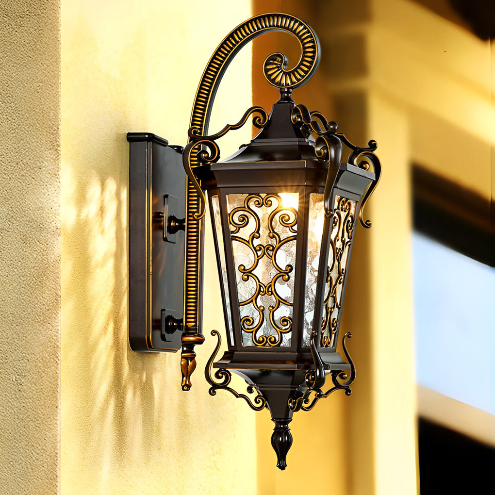 Retro Pattern Outdoor Waterproof European Style Wall Lamp Exterior Lights
