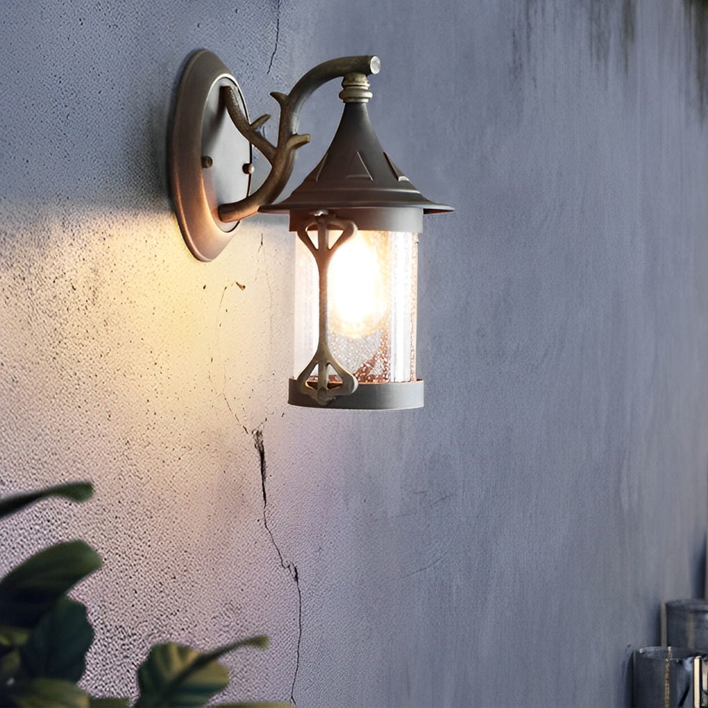 Retro Creative Metal Glass Lantern Waterproof European-style Wall Lamp