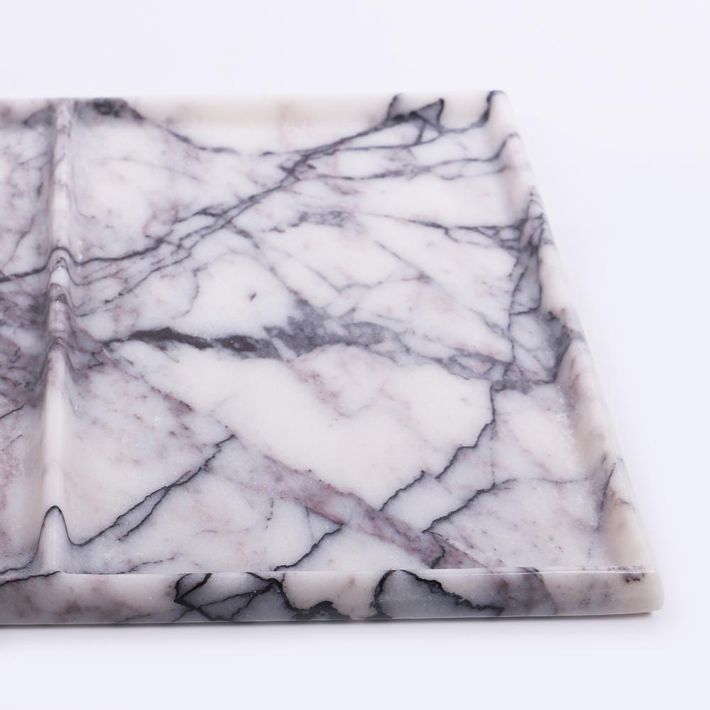 Marble Rectangle Serving Tray for Tea Coffee Sushi Fruit Platter White