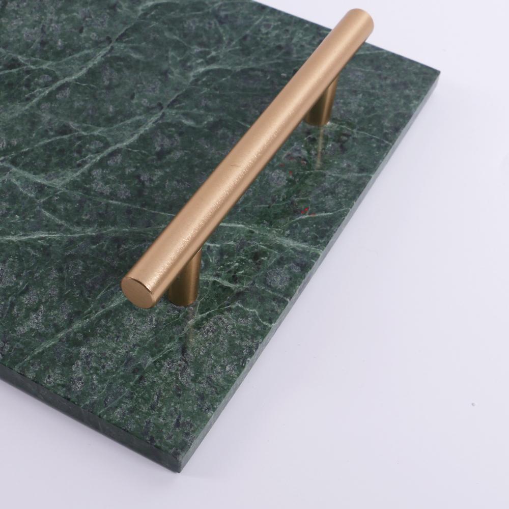Marble Dinner Tray Serving Tray with Gold Handles Green Rectangle
