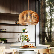 Semi-circle Wood Lantern Shaped Nordic Chandelier Kitchen Pendant Lighting - Dazuma
