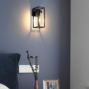 Rectangular Minimalist Iron Glass Black Retro Industrial Wall Lamp - Dazuma