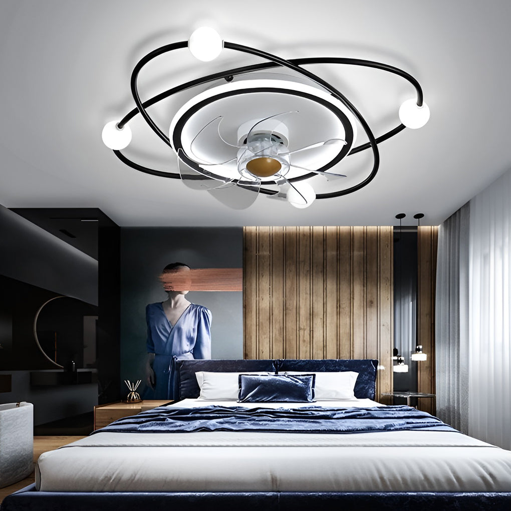 Creative Intelligent Mute Stepless Dimming LED Nordic Ceiling Fan Light