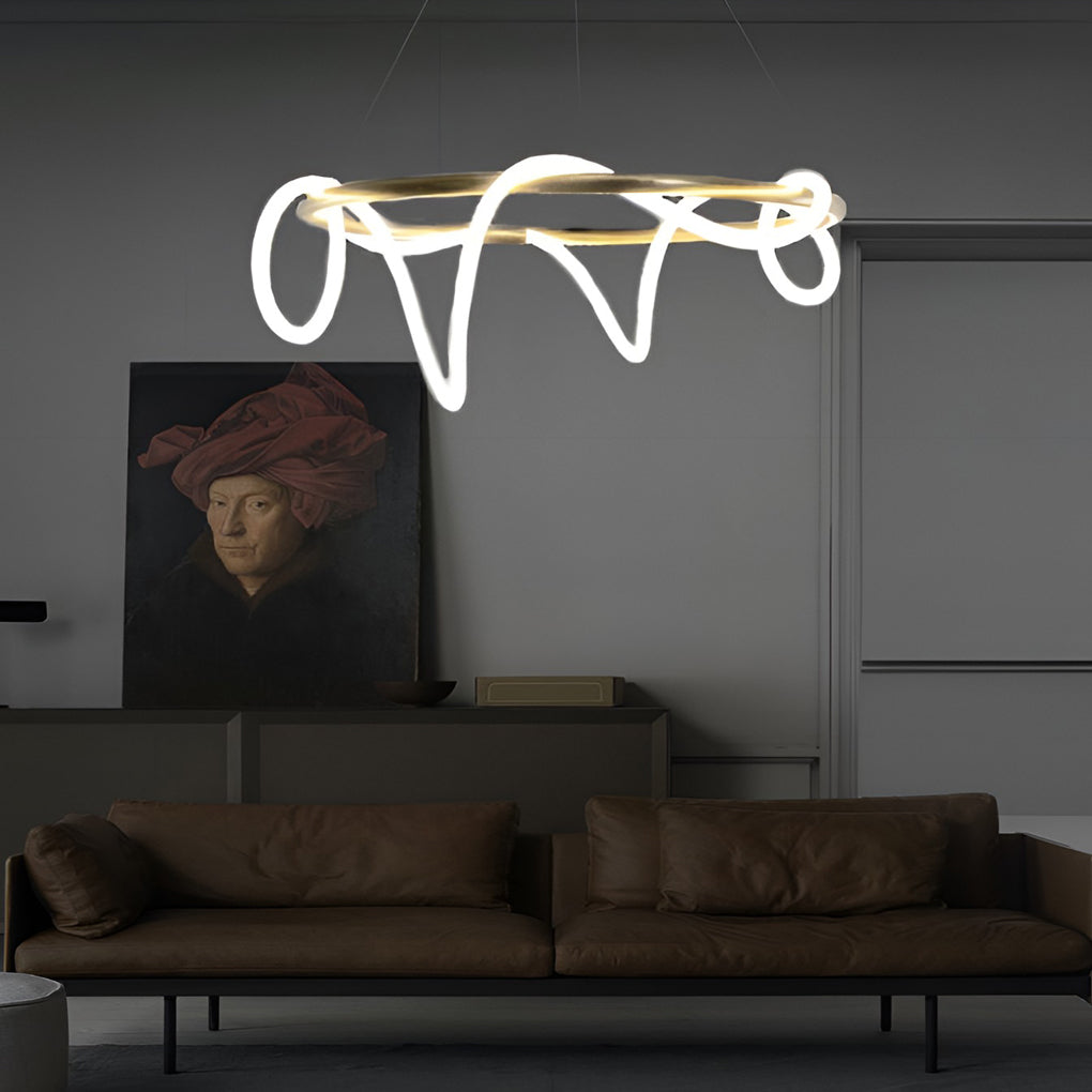 Creative LED Strip Electroplated Metal Modern Chandeliers Ceiling Lights