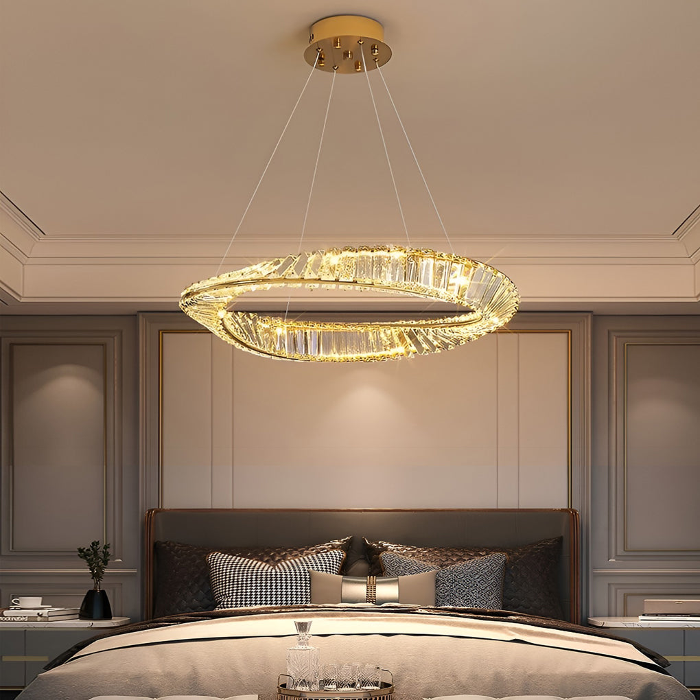 Creative Ring Stepless Dimming Electroplated Modern Crystal Chandelier - Dazuma