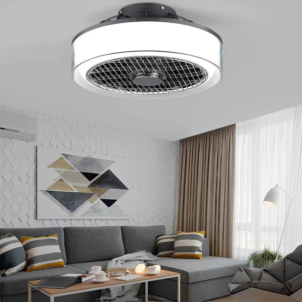 Round Dimmable LED Modern Bladeless Ceiling Fans with Lights Ceiling Fans Lamp - Dazuma