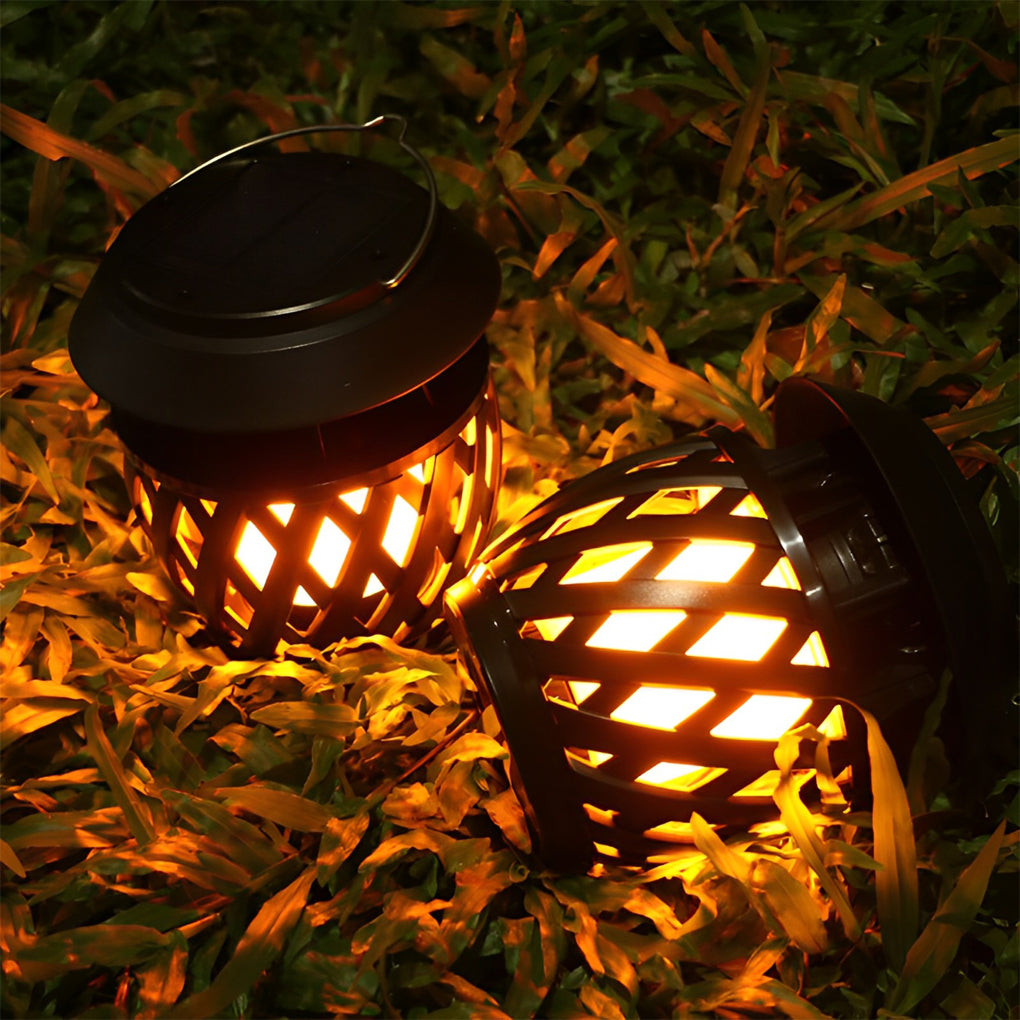 Portable USB Rechargeable LED Flickering Flame Solar Outdoor Lanterns