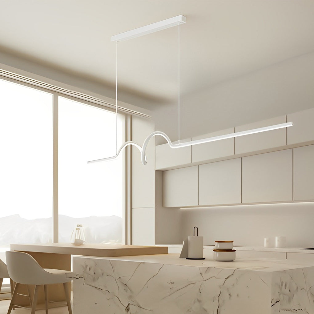 Creative Minimalist Wavy Stepless Dimming Nordic Chandeliers with LED Strip