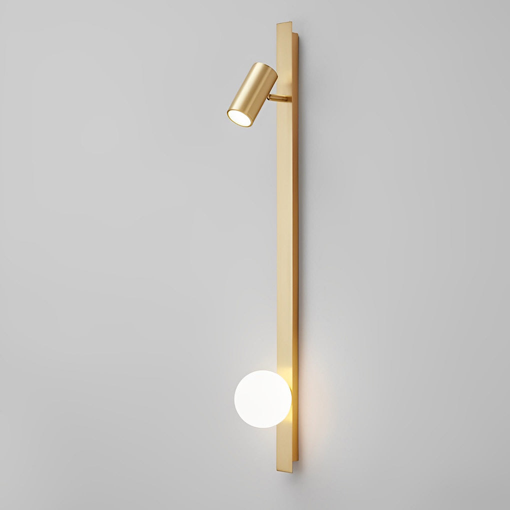 Black/Gold LED Linear Lights Three Step Dimming Wall Lamp with Adjustable Spotlight