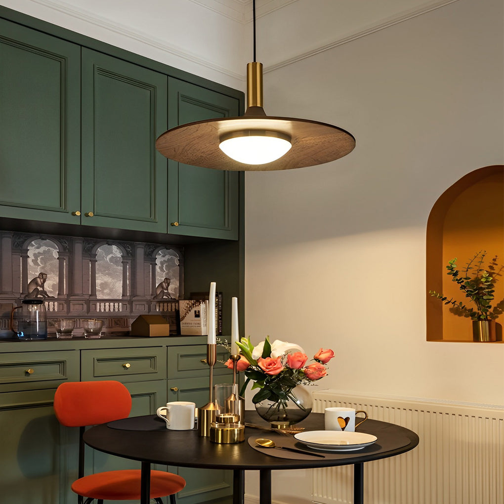 Creative Flying Saucer Shape Wood LED Nordic Chandelier Pendant Lights - Dazuma