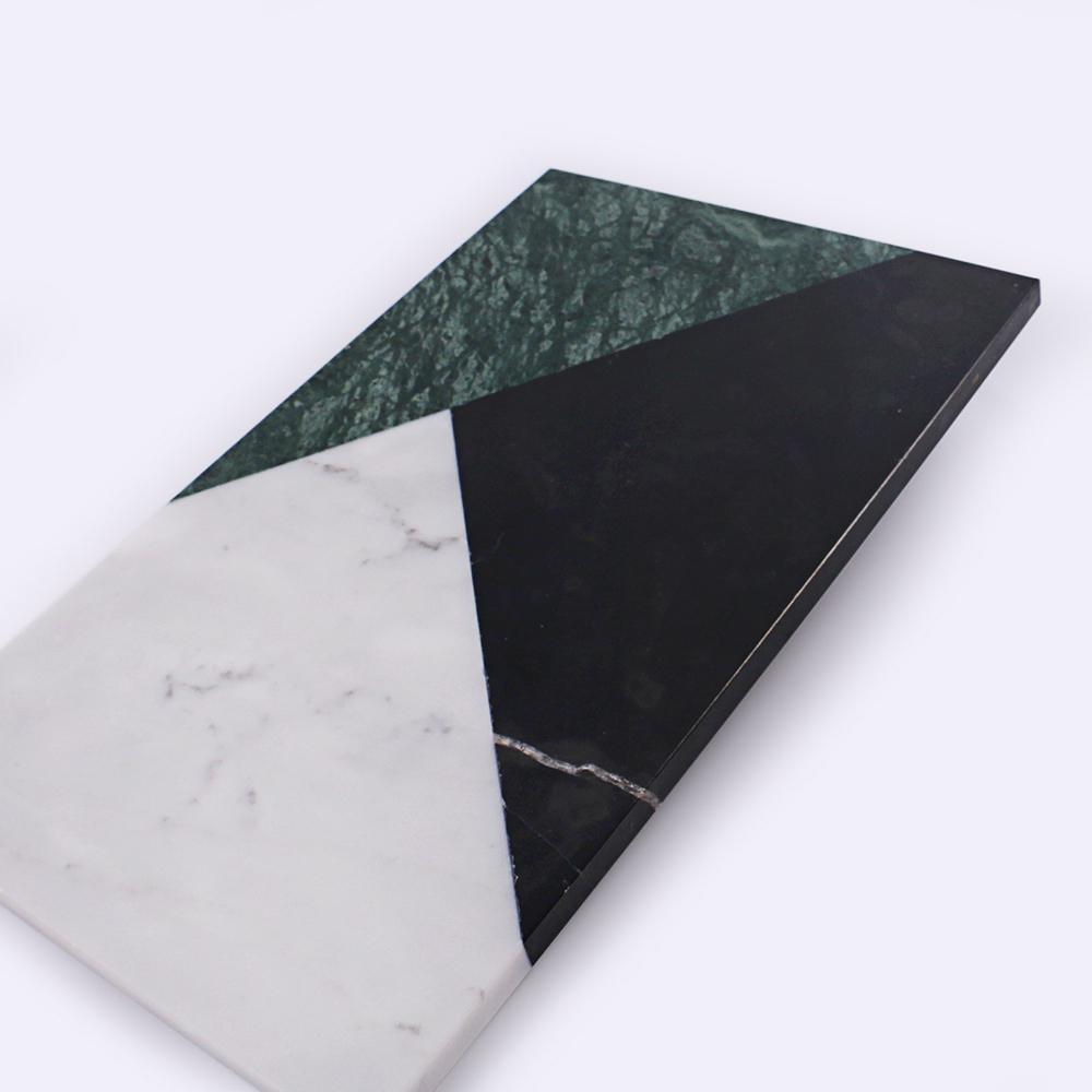 Marble Rectangular Serving Platter Cutting Board Appetizer Platter Black Green White