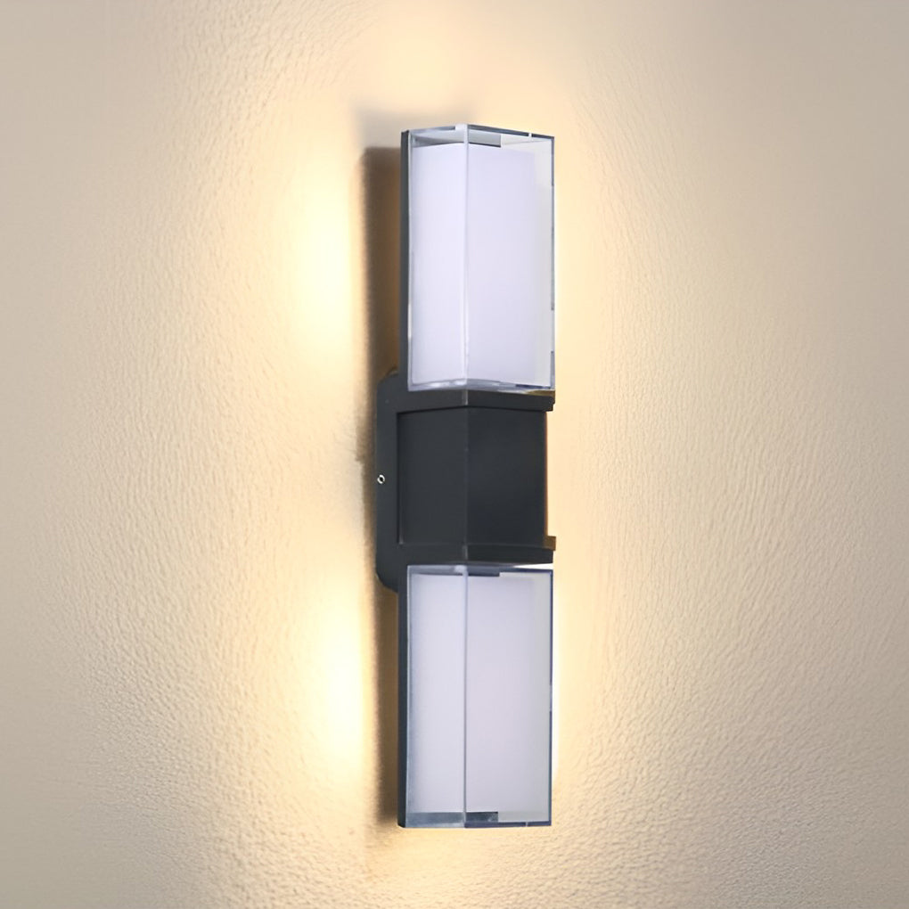 Rectangular Waterproof LED Body Induction Black Modern Wall Lamp