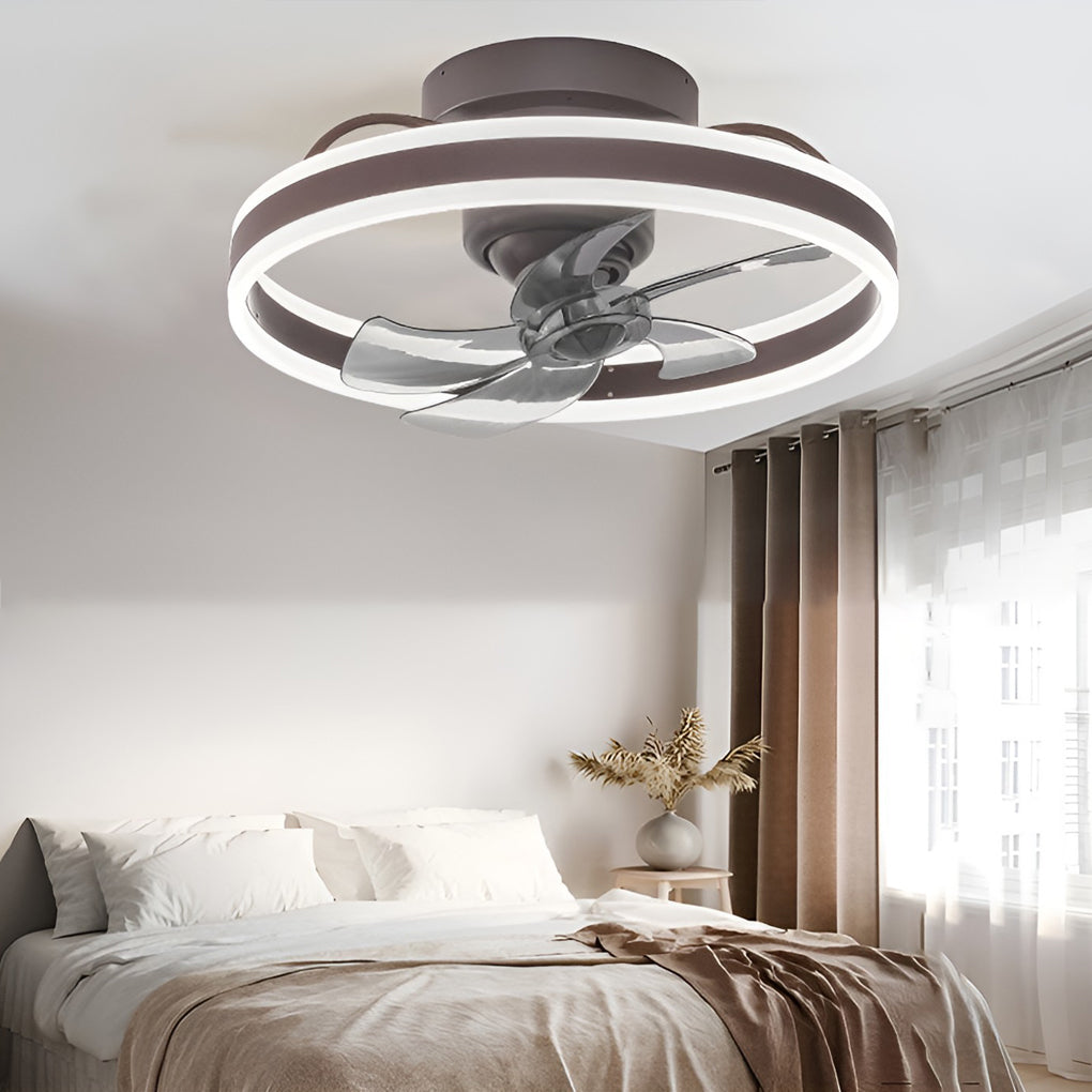 Fan Revolving Light Round Stepless Dimming LED 360° Rotating Modern Ceiling Fan Light - Dazuma