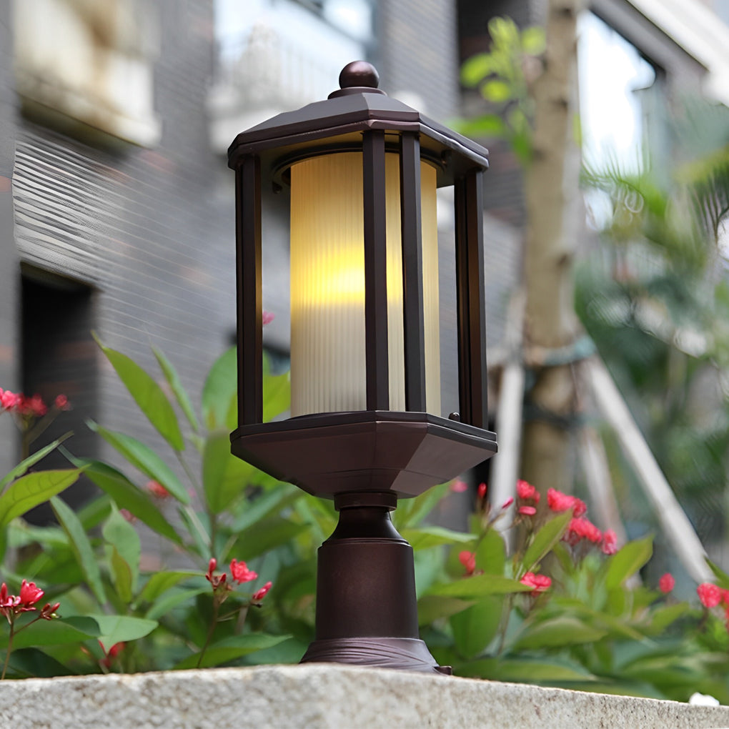 Retro Aluminum Waterproof Rose Gold American Style Outdoor Pillar Lamp - Dazuma