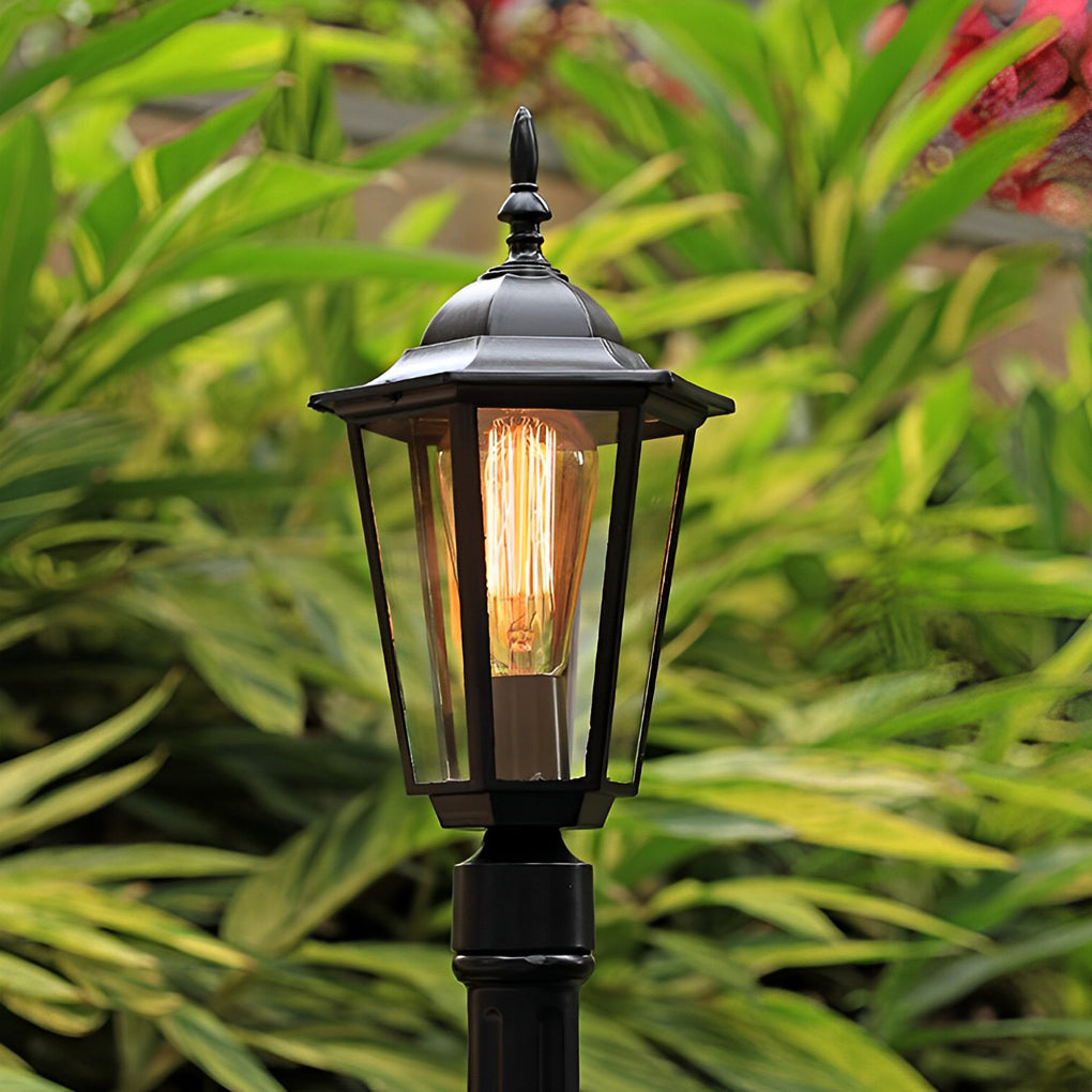 Elegant Traditional Black Post Path Light Waterproof E27 LED Lamp
