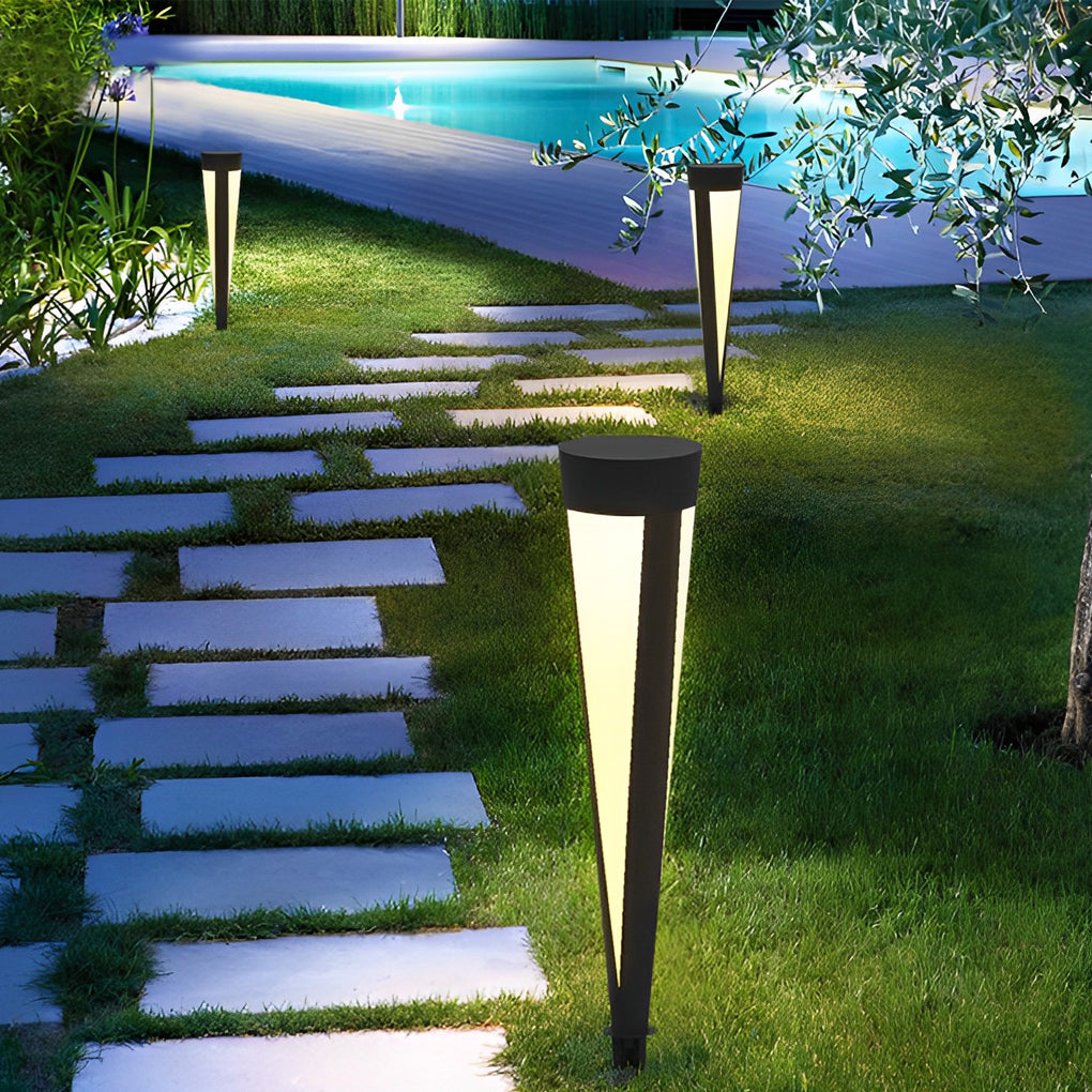 Round Gray Solar Outdoor Light Waterproof LED Lawn Lamp