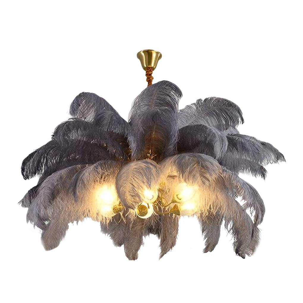 Creative Feathers Copper Ins Nordic Chandelier Flush Mount Ceiling Light