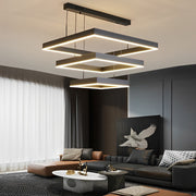 3 Layers Square Stepless Dimming LED Black Modern Chandelier with Remote Control - Dazuma