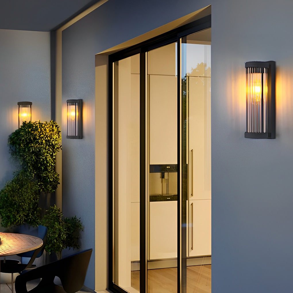 Creative Glass Waterproof LED Black Modern Solar Wall Lamp Exterior Lights