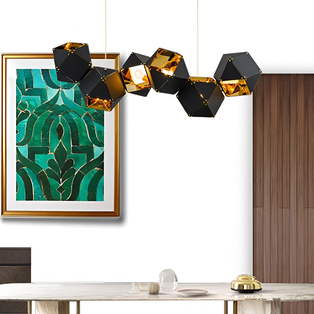 6 Heads Geometric Creative Polygonal Postmodern Chandelier Pendant Light - Dazuma