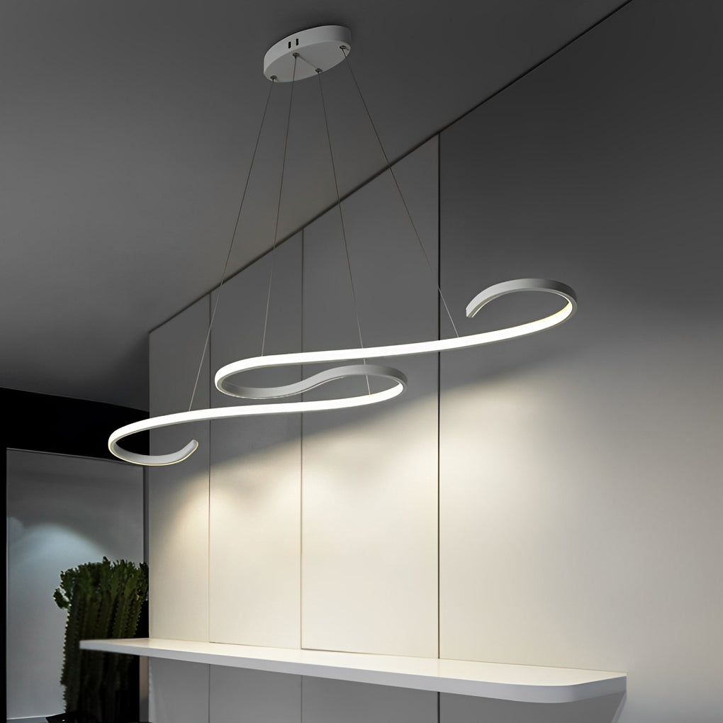 Creative Wavy Lines Stepless Dimming LED White Minimalist Chandeliers - Dazuma
