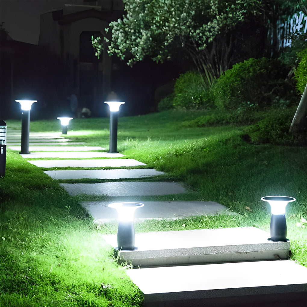 Mushroom Shaped Waterproof LED Black Modern Solar Post Lights Path Lights
