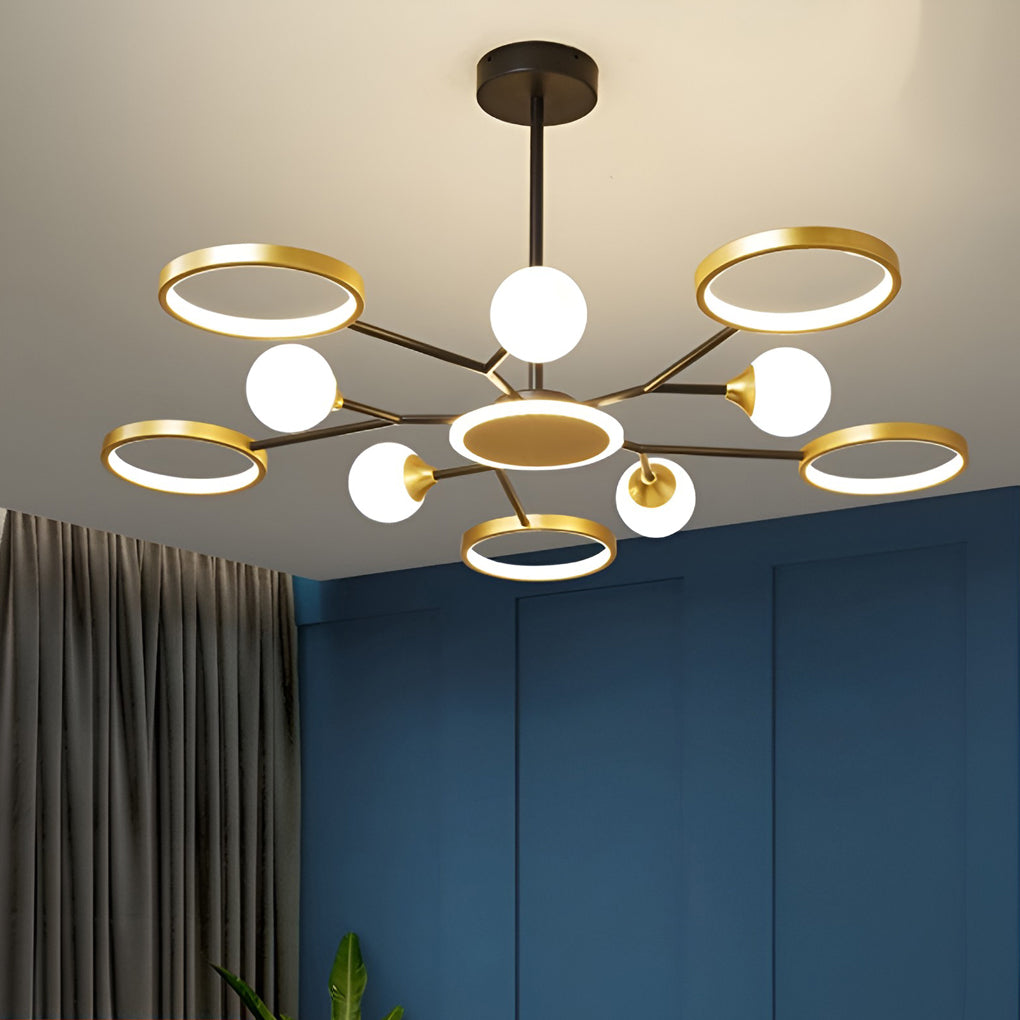 6 Lights Circles LED Modern Ceiling Lights Chandelier Hanging Lamp - Dazuma