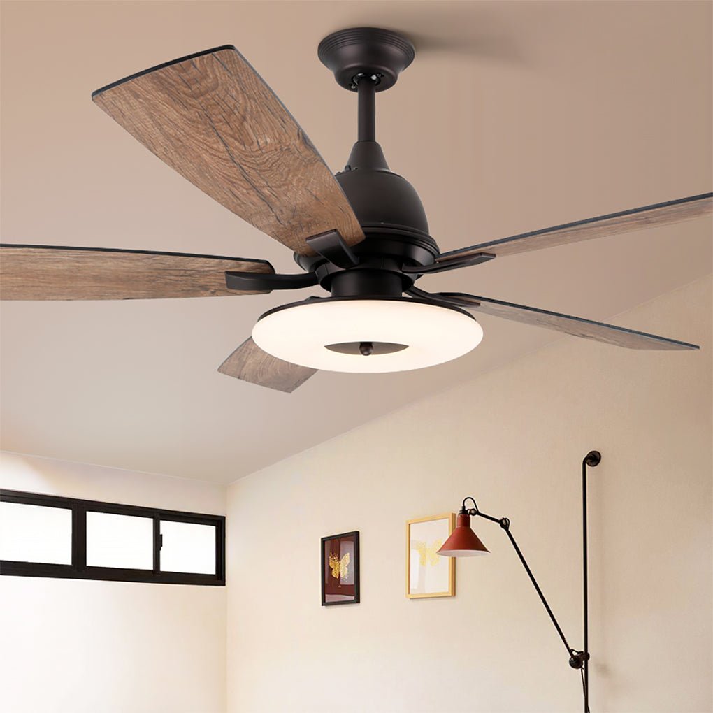 52 Inch Creative Nordic Retro Ceiling Fan Lamp with Light Source Remote Control - Dazuma