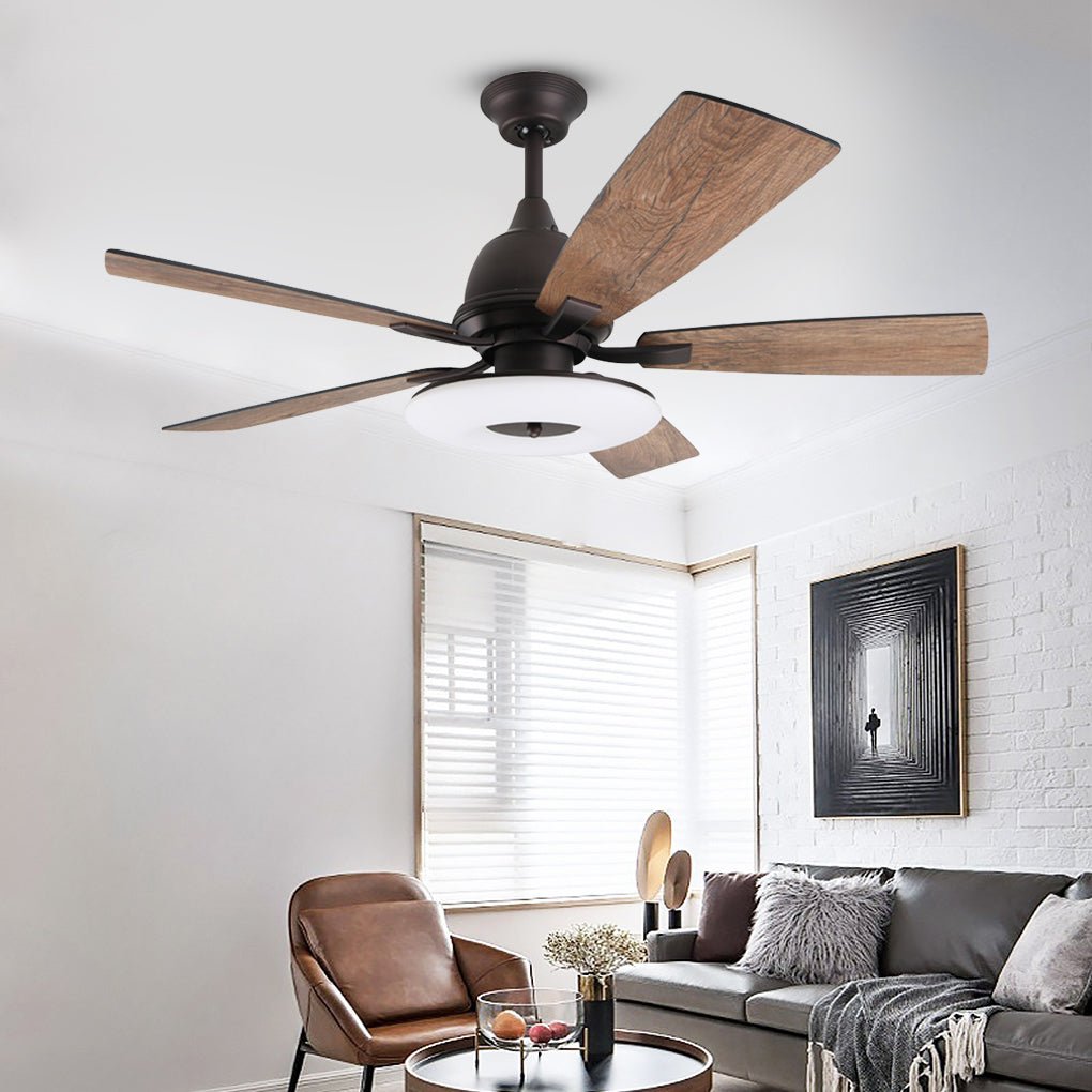 52 Inch Creative Nordic Retro Ceiling Fan Lamp with Light Source Remote Control - Dazuma