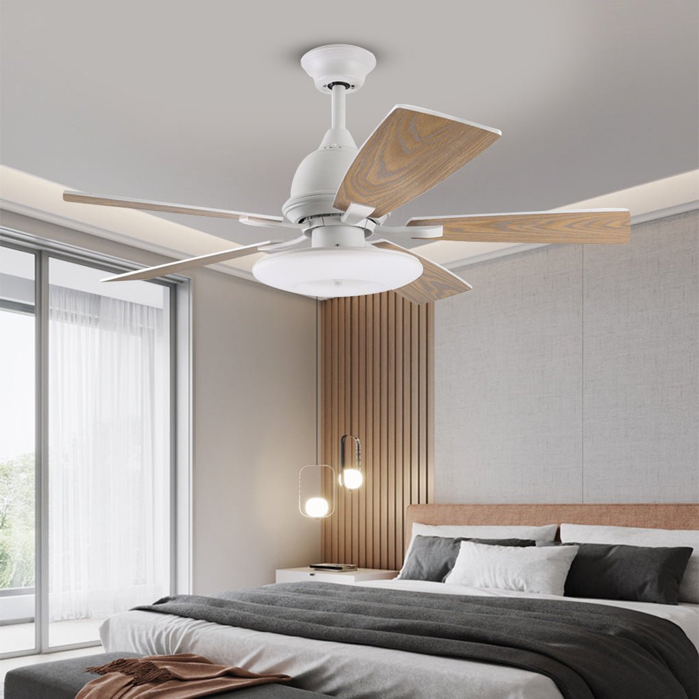 52 Inch Creative Nordic Retro Ceiling Fan Lamp with Light Source Remote Control - Dazuma