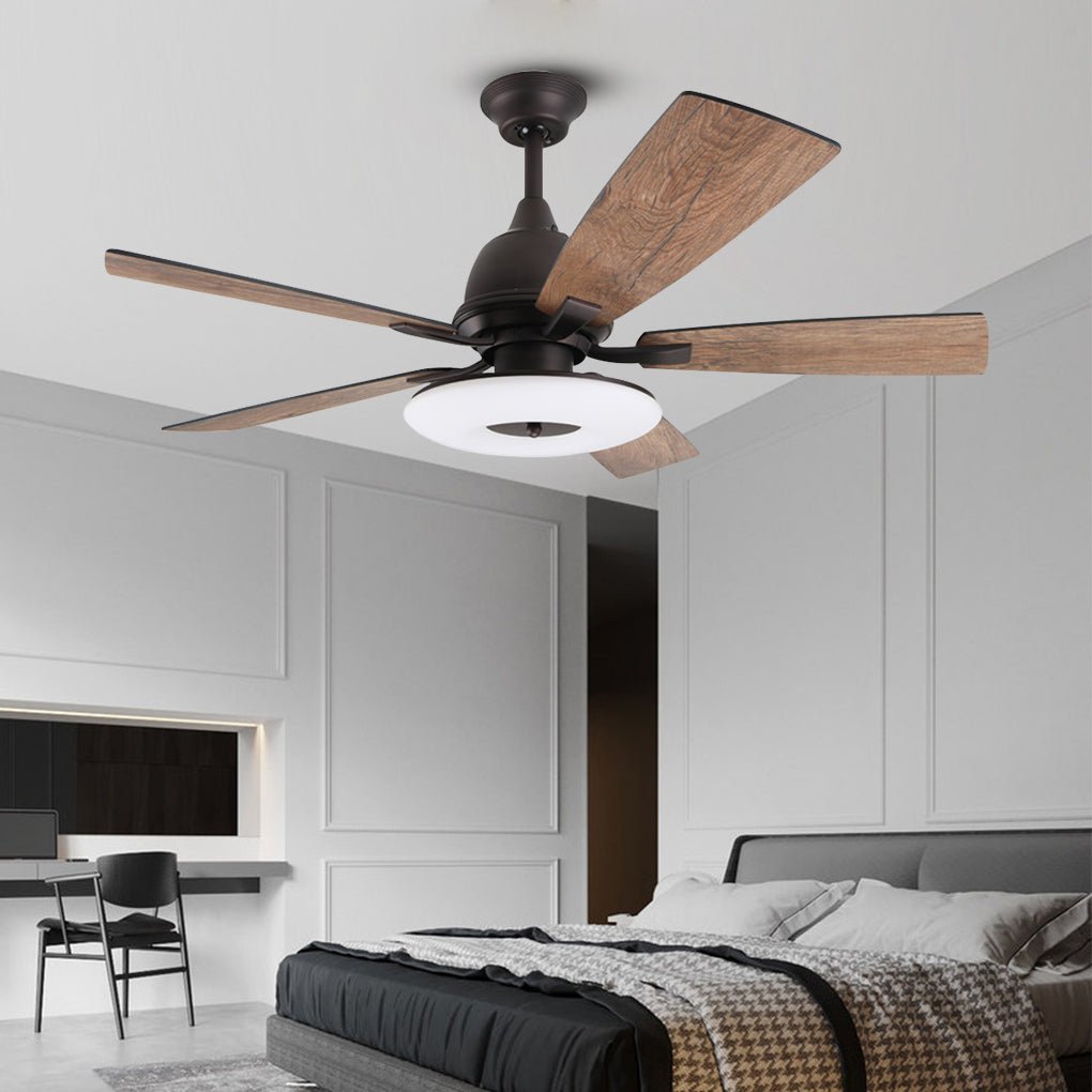 52 Inch Creative Nordic Retro Ceiling Fan Lamp with Light Source Remote Control - Dazuma