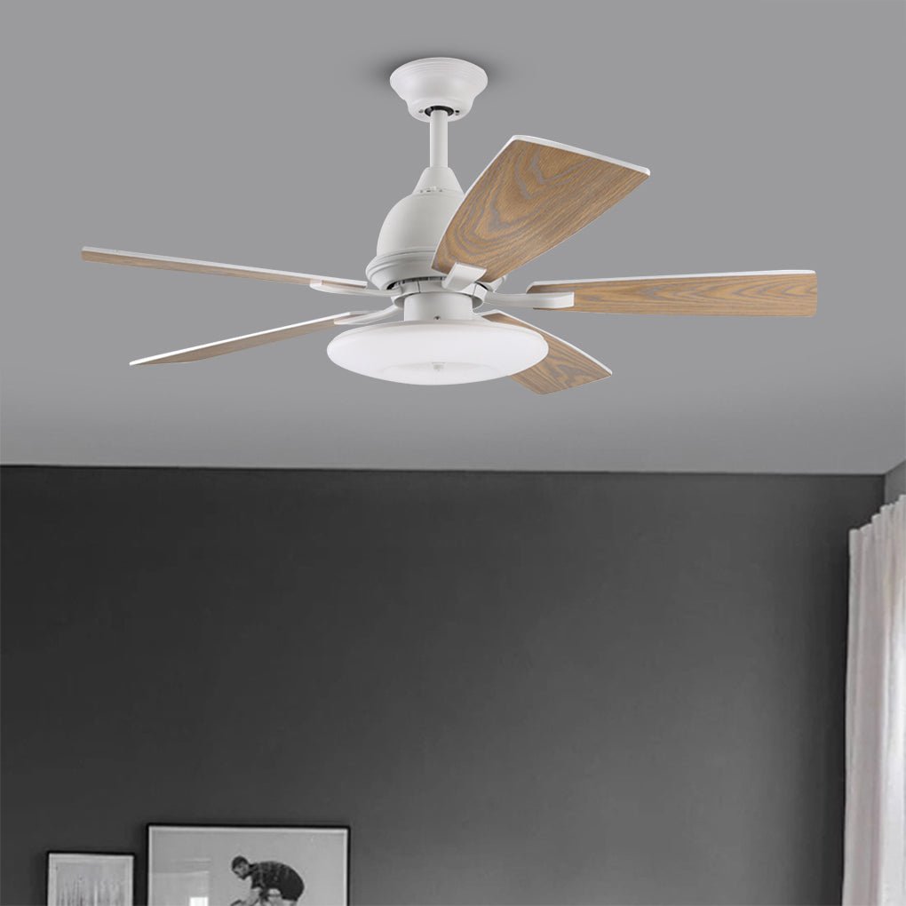 52 Inch Creative Nordic Retro Ceiling Fan Lamp with Light Source Remote Control - Dazuma